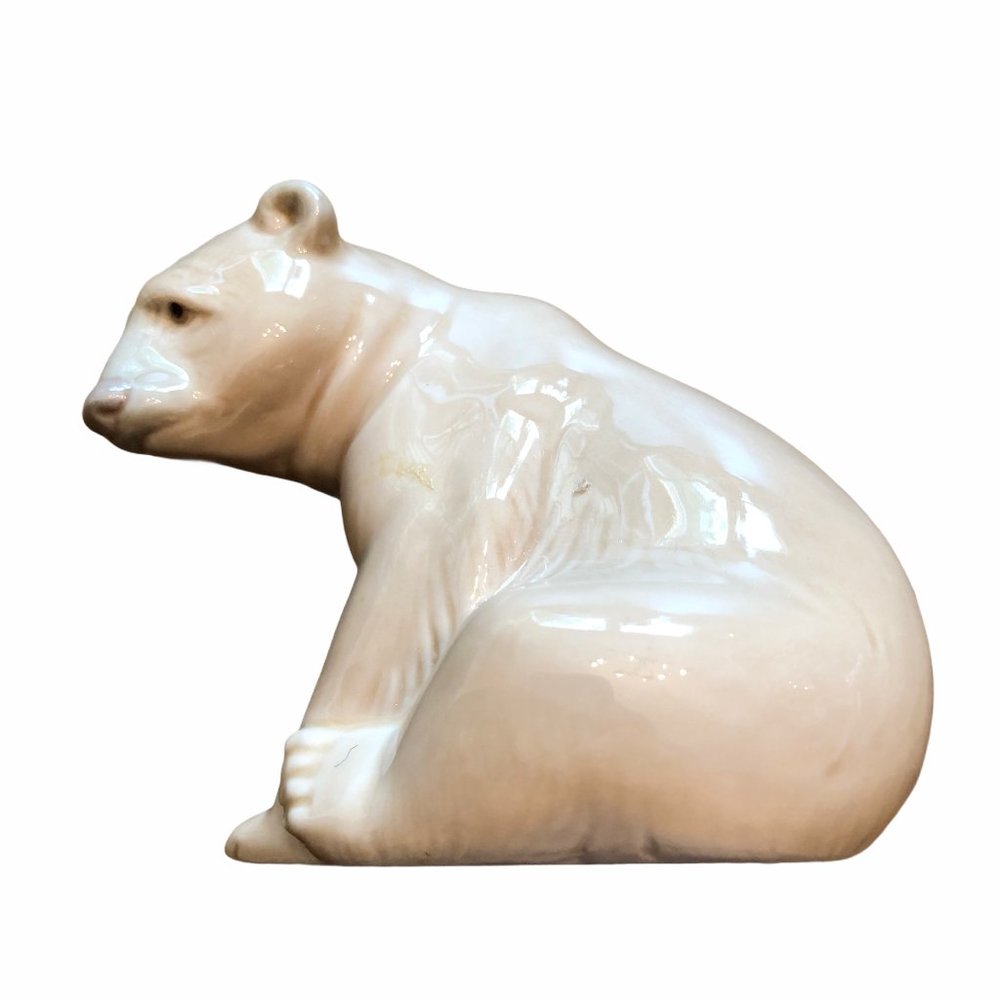 Lladro Seated Polar Bear Porcelain Figurine